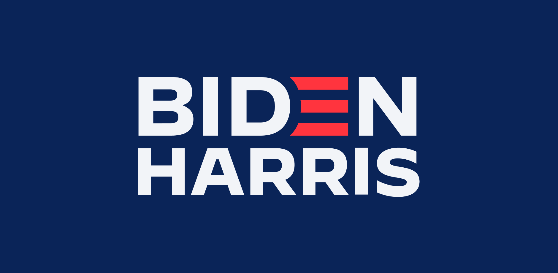 Biden Harris logo white on navy background
