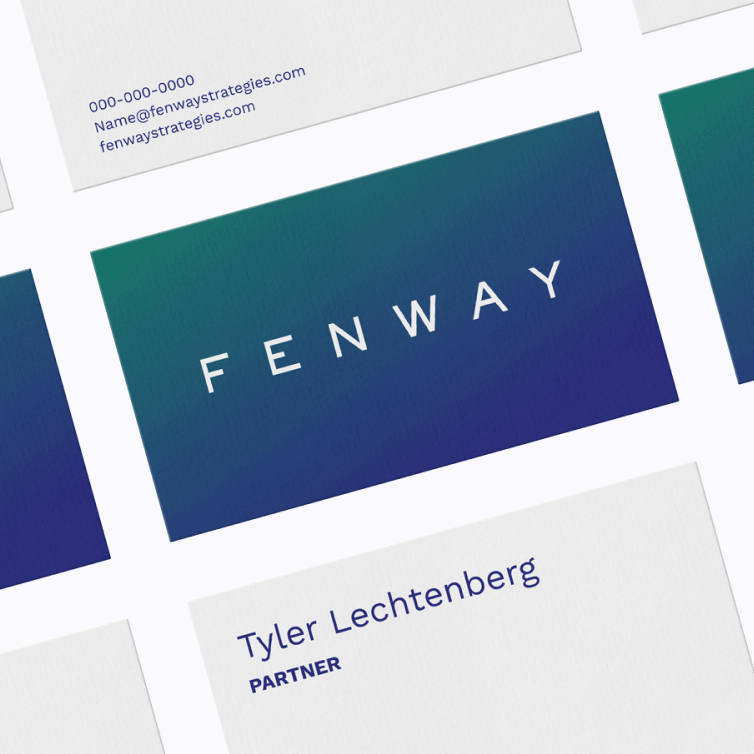 Fenway business cards laid out in a grid