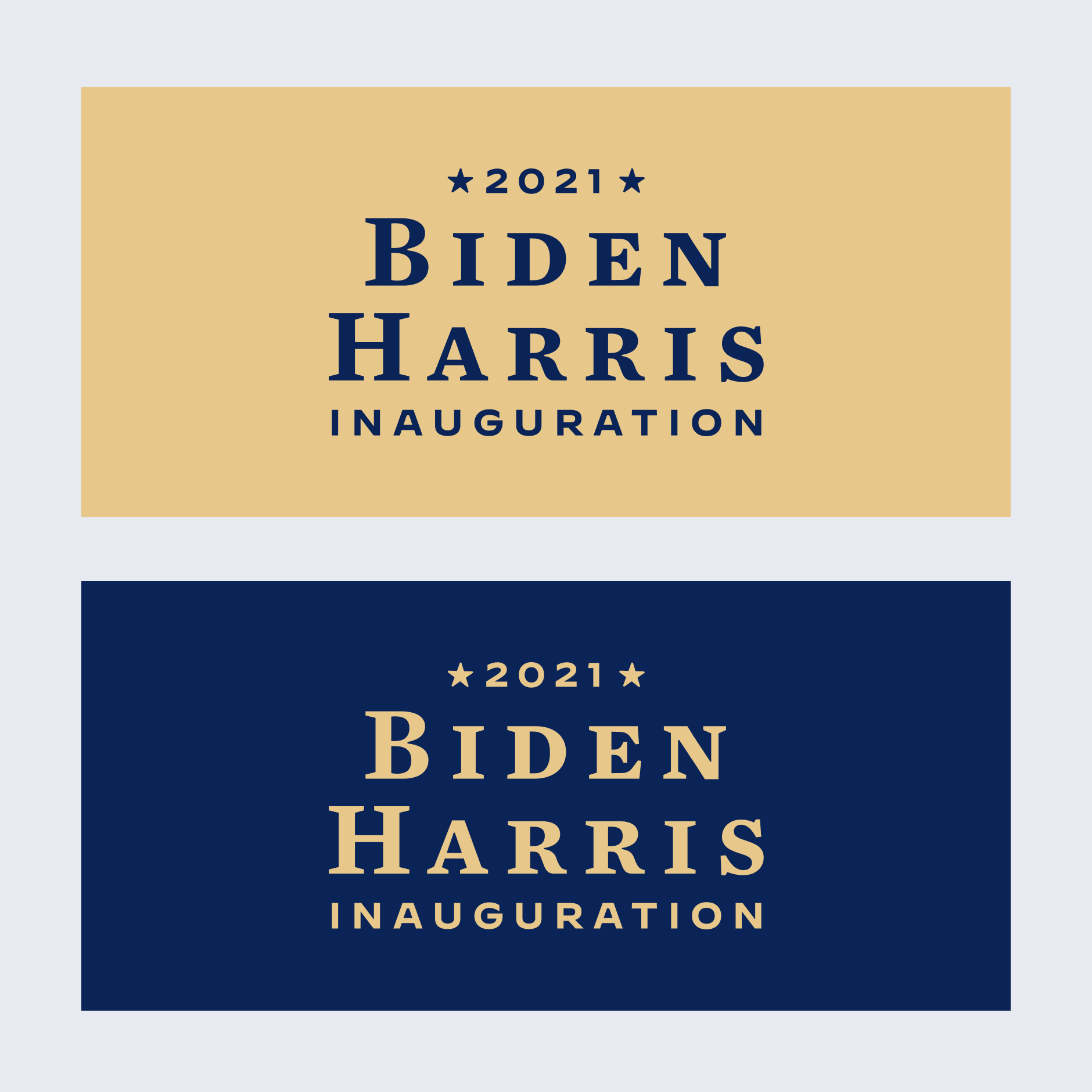2021 Biden Harris Inauguration signs in gold and navy blue